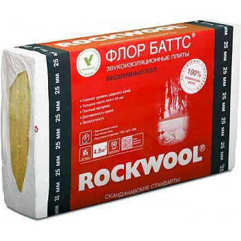 Теплоизоляция ROCKWOOL Флор Баттс 1000*600*25мм (уп-8 шт;8 м2; 0,12 м3) подробнее